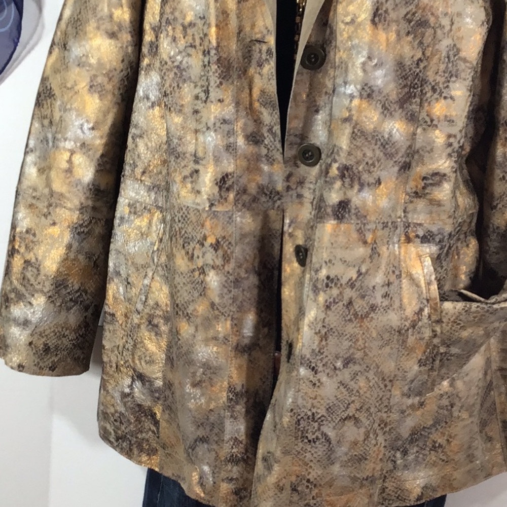 Chico’s Metallic Reversible Button Front Leather … - image 5